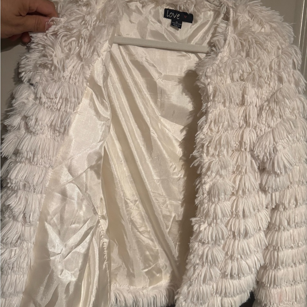 Womens Open Front Faux Fur Cardigan Vintage Parka Fringe Shaggy Jacket Coat - Picture 6 of 6
